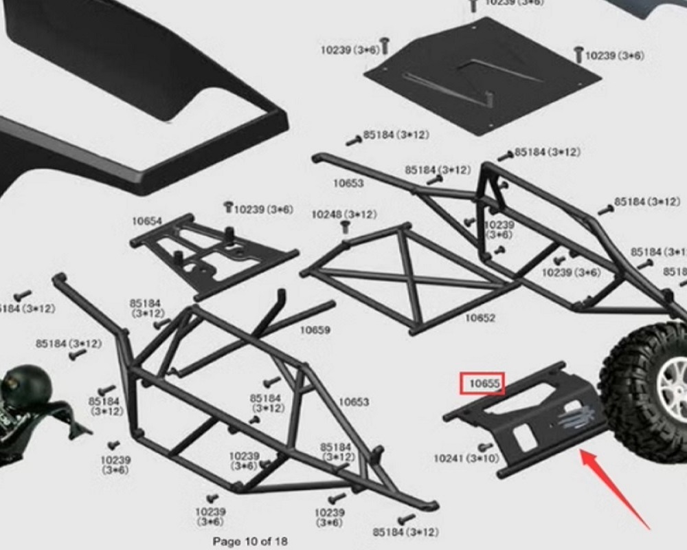 10655 Roll Bar Rear Support Parts for Professional High Speed VRX Racing RH1045 RC Car